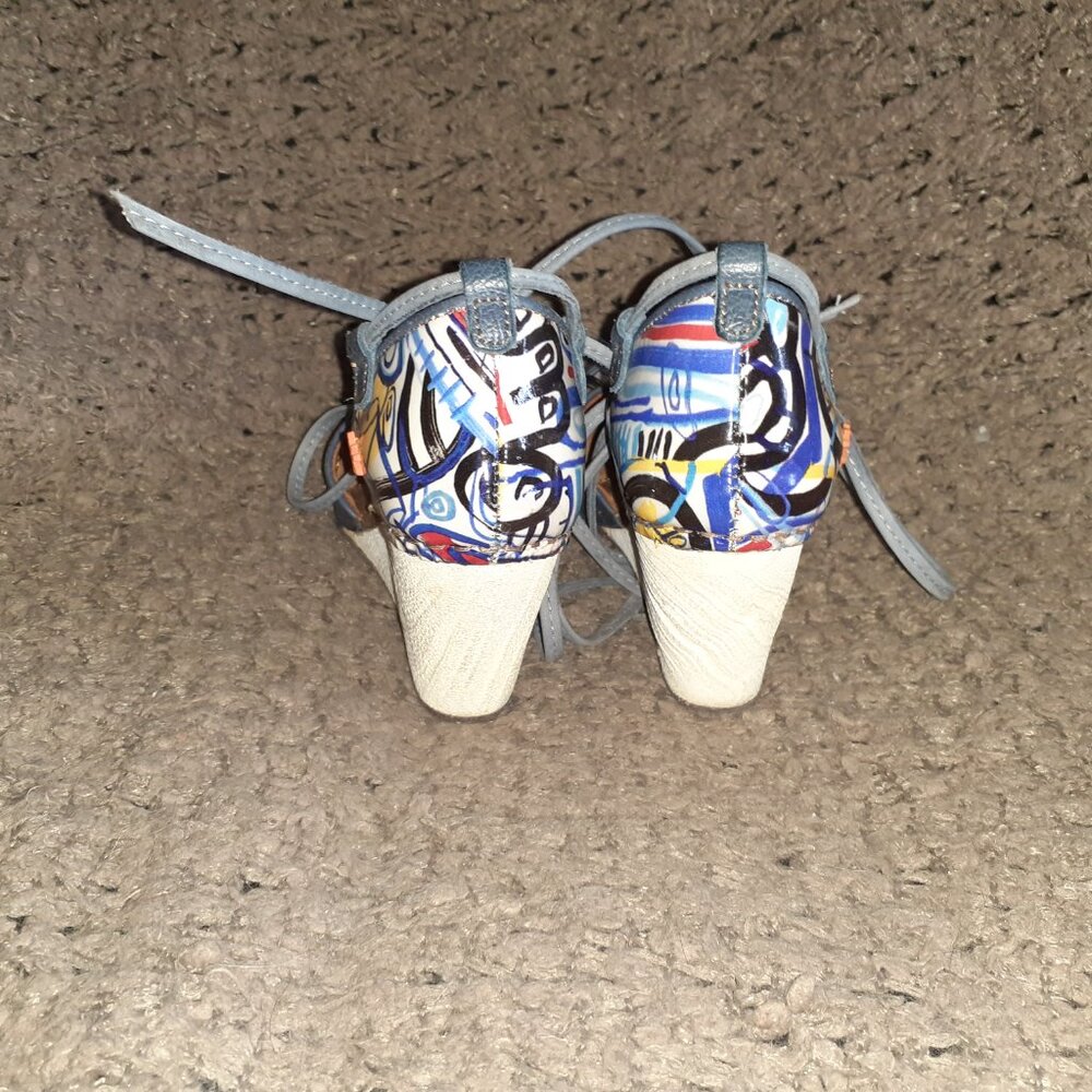 THE ART COMPANY-Gaucho Bonelyema-Graffiti Pattern Patent Leather-Ankle Ties-Sz36 - Picture 6 of 8